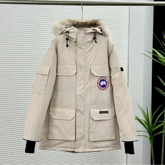 Canada Goose Beige Parka with Fur Trim